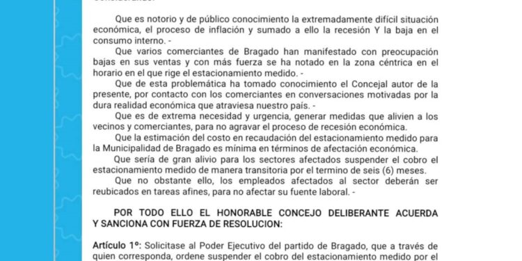 EL CONCEJAL GERMAN MARINI PROPONE SUSPENDER POR 6 MESES EL ESTACIONAMIENTO MEDIDO 1 EL CONCEJAL GERMAN MARINI PROPONE SUSPENDER POR 6 MESES EL ESTACIONAMIENTO MEDIDO