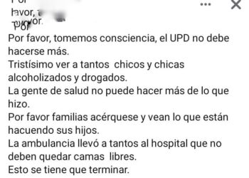 UNA FIESTA QUE NO FUE. EL UPD SE DESCONTROLO. JOVENES INTERNADOS EN EL HOSPITAL. SIN DESAYUNO