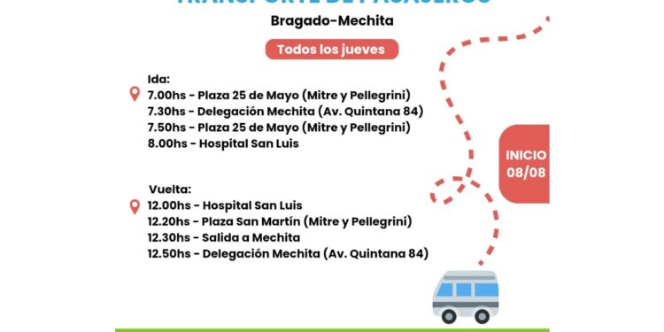 SE PONDRÁ EN MARCHA EL NUEVO SERVICIO DE PASAJEROS BRAGADO-MECHITA