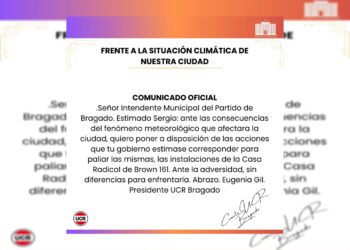 LA SENADORA UCR EUGENIA GIL SE PUSO A DISPOSICIÓN FRENTE AL TEMPORAL