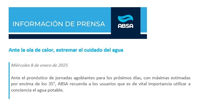 POR LAS TEMPERATURAS ABSA PIDE CUIDEMOS EL AGUA POTABLE…¿POTABLE? 1 POR LAS TEMPERATURAS ABSA PIDE CUIDEMOS EL AGUA POTABLE…¿POTABLE?
