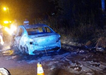 ANOCHE INCENDIO DE UN AUTO, PERDIDAS TOTALES.