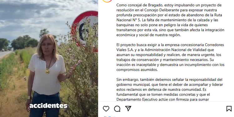 CONCEJAL LILIÁN LABAQUI: “EXIGIMOS SOLUCIONES INMEDIATAS PARA LA RUTA N° 5”