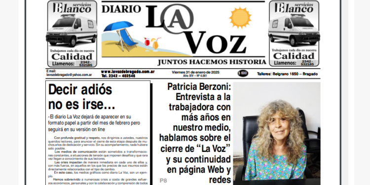 EL DIARIO LA VOZ DEJARA DE APARECER EN FORMATO PAPEL. SE MUDA AL MUNDO DIGITAL 1 EL DIARIO LA VOZ DEJARA DE APARECER EN FORMATO PAPEL. SE MUDA AL MUNDO DIGITAL
