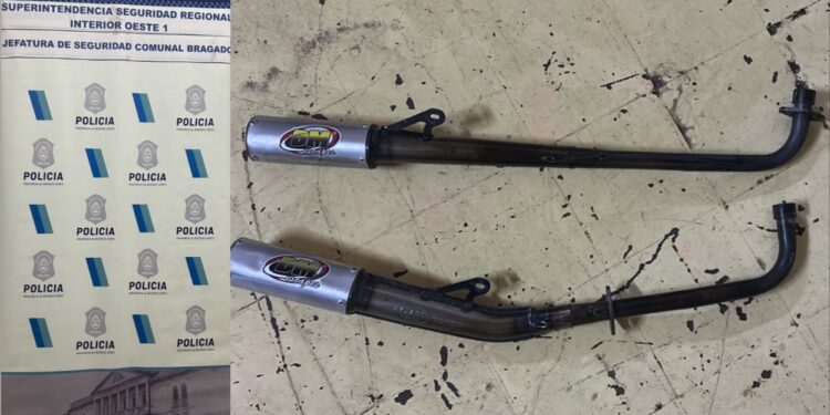 RECUPERARON CAÑOS DE ESCAPE DE MOTOS ROBADOS DÍAS ATRÁS EN UN TALLER