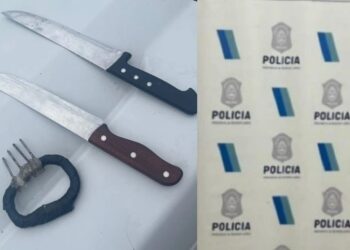 MENORES APREHENDIDOS TENIAN EN SU PODER ARMAS BLANCAS Y UNA MANOPLA DE CLAVOS