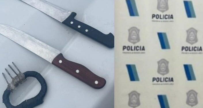 MENORES APREHENDIDOS TENIAN EN SU PODER ARMAS BLANCAS Y UNA MANOPLA DE CLAVOS