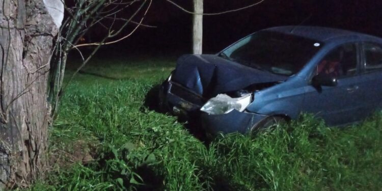UN AUTO CHOCO UN ÁRBOL EN EL ACCESO A MECHITA