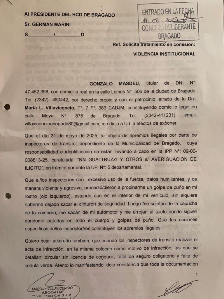 PIDEN QUE EL CONCEJO DELIBERANTE SOLICITE INFORMES SOBRE UNA DENUNCIA POR APREMIOS ILEGALES DE INSPECTORES DE TRANSITO 6 nasdeu