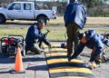 SEGURIDAD VIAL REALIZO EL REEMPLAZO DE REDUCTORES DE VELOCIDAD EN EL ACCESO JUAN DOMINGO PERÓN