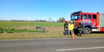 VUELCO EN RUTA 46. EL CONDUCTOR DEL AUTO RESULTÓ ILESO.
