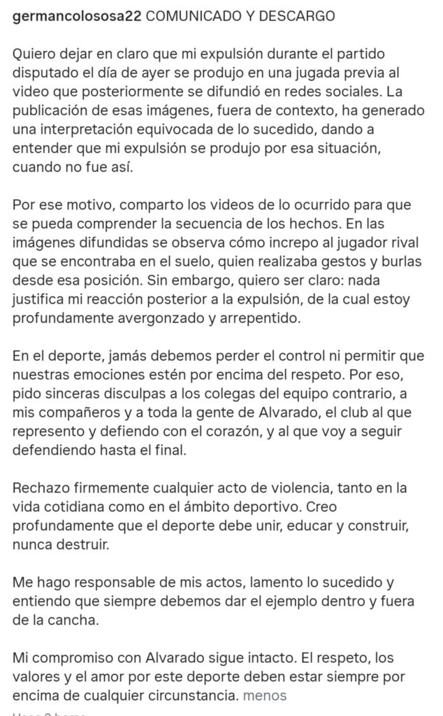 sosa agredio jugador 1